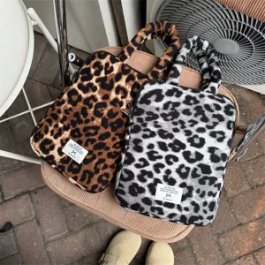 Borsa per laptop con stampa leopardata stile coreano 11 13 15 pollici custodia protettiva