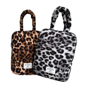 Borsa per laptop con stampa leopardata in stile coreano con manico per tablet 11 13 15