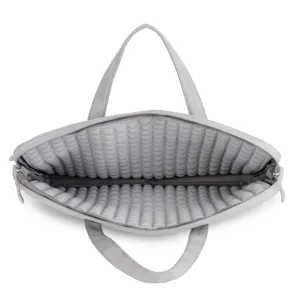 Sac pour ordinateur portable gris avec doublure antichoc à bulles, poignée élégante
