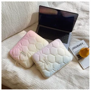 Gradient quilted laptop sleeve cute puffy tablet bag 13.3 inch padded computer inner case