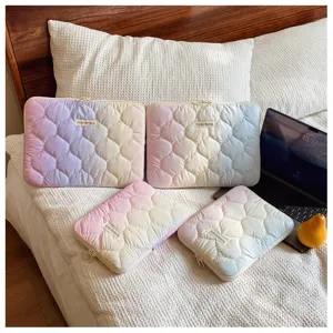 Quilted gradient laptop sleeve pastel cute tablet bag protective case for 11 13.3 14 inch