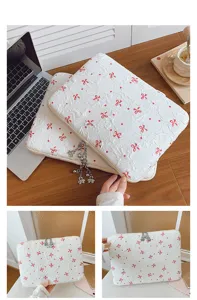 Cute bow laptop sleeve aesthetic iPad storage bag soft padded daily fashion protective cover