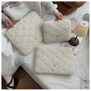 Korean floral quilted laptop sleeve 13 inch tablet pouch minimalist cute storage bag