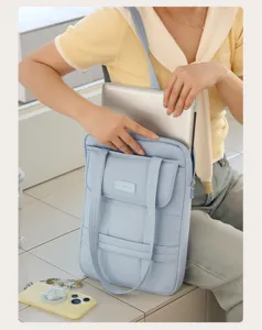 Borsa a tracolla per laptop azzurro 15 pollici borsa portaoggetti portatile per tablet con manici.