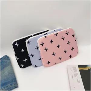 Cute floral laptop sleeve for iPad and MacBook, protective tablet inner bag with zipper.