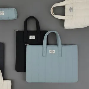 Korean style quilted laptop bag suitable for 11 inch iPad and 13 inch notebook with top handles.