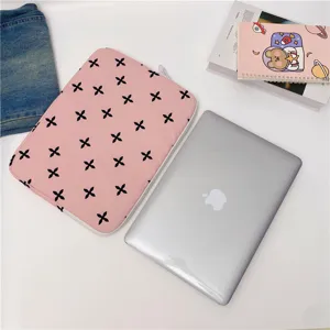 Korean Style Waterproof Nylon Laptop Sleeve Cute Floral Tablet Case Pouch Bag For Notebook And IPad Universal