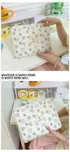 Cute bear heart print iPad sleeve large capacity laptop bag aesthetic Y2K student case