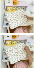 Cute bear and heart pattern laptop sleeve ins style aesthetic student tablet inner bag 13 inch