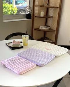 Cute quilted heart laptop sleeve and tablet storage bag with bow for 11/13 inch devices.