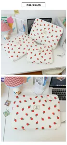 Cute strawberry print laptop sleeve large capacity ipad storage bag student cute carrying case