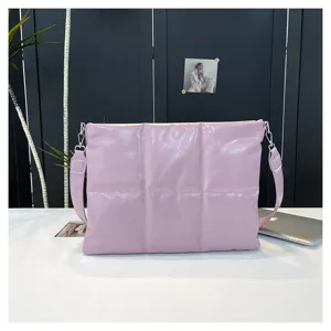 Pink quilted laptop messenger bag 15.6 inch padded shoulder bag stylish notebook case