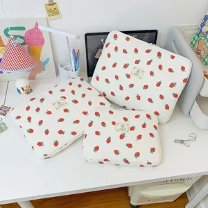 Cute strawberry laptop sleeve set large capacity iPad bag INS Y2K student computer bag