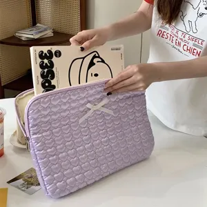 Cute quilted heart laptop sleeve aesthetic tablet bag for 11 and 13 inch portable storage pouch