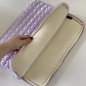 Purple quilted heart laptop sleeve 11 13 inch cute tablet storage bag padded case