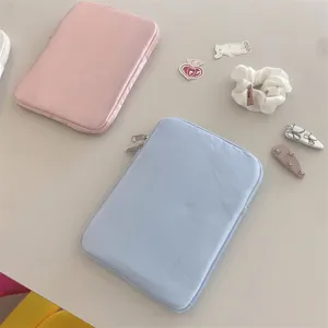 Korean ins style cute bow tablet sleeve case for ipad laptop 11 13 15 inch pink blue soft bag