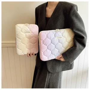Quilted gradient laptop sleeve cute padded tablet bag soft for 13.3 inch computer case