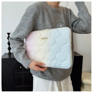 Quilted gradient laptop sleeve pastel 11 13 14 inch tablet bag soft protective case aesthetic