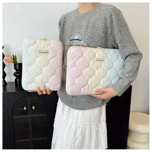 Gradient tie-dye quilted laptop sleeve cute sweet tablet case for 11 to 14 inch devices.