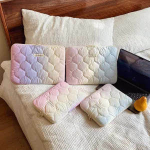 Cute pastel gradient quilted laptop sleeve for 11 13.3 14 inch tablet case cover new