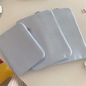 Cute rhinestone bow light blue laptop sleeve ipad tablet storage bag case protection