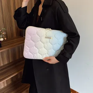 Cute gradient tie-dye quilted laptop sleeve protective tablet bag for 13.3 and 14 inch computers.