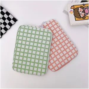 Korean style plaid laptop sleeve fluffy padded tablet case for 11 14 inch new design