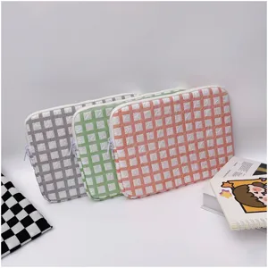 Korean style plaid padded laptop sleeve, shockproof tablet inner bag for 11 and 14 inch.