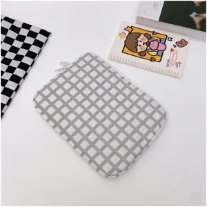 Grid velvet padded laptop sleeve 11 14 inch shockproof tablet bag minimalist daily use case