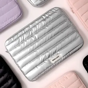 Gesteppte Daunengewebe Laptoptasche Leichte Wasserdichte Gepolsterte Computertasche Tragbare Tablet Hülle Für Büro