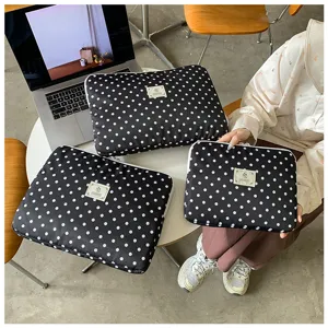 Housse d'ordinateur portable à pois noirs étui de protection mignon pour tablette 11 14 pouces