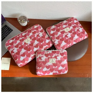 Ensemble de housses d'ordinateur portable cœur rose, jolie trousse tablette 11 14 pouces.