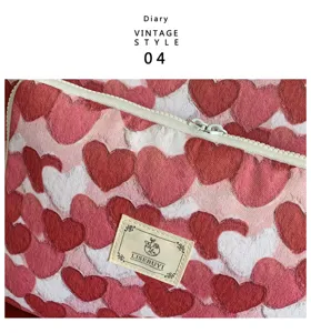 Housse Ordinateur Portable Imprimé Cœur Pêche Style Ins 11 Pouces Pochette Tablette