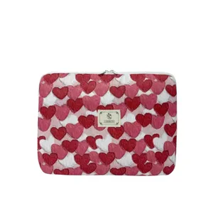 Housse d'ordinateur portable motif cœur rose étui de protection mignon pour tablette 14