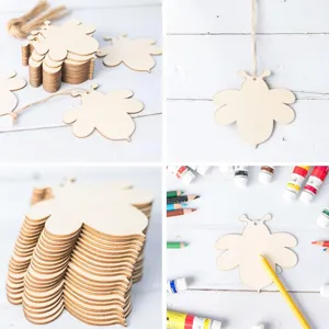 Wooden Bee Cutouts DIY Painting Wood Slices Unfinished Crafts for Easter Spring Home Decor