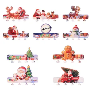 Christmas wooden key hook wall hanging holiday decorative rack multi-style set design