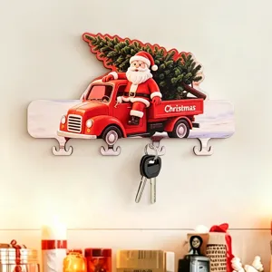 Christmas wooden key holder wall mounted decorative key rack for home entry hallway door