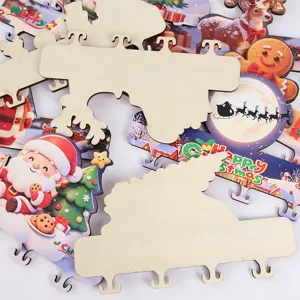 Cute Christmas wooden wall hook with cartoon reindeer key holder festive home decor