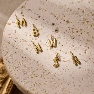 Ciondoli lettere oro charm iniziali placcati in oro 14K per collane fai da te e creazione gioielli