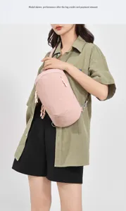 Casual outdoor chest bag for men and women, stylish pink crossbody travel sports bag.