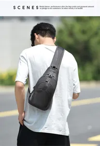 Mens tactical chest bag nylon casual sling bag with usb charging port for outdoor sport commuting.