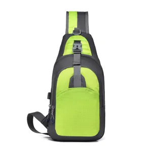 Mens Nylon Crossbody Bag Colorblocked Multifunctional Chest Bag Casual Outdoor Sports Riding Bag Travel Daypack