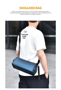 Gros plan d'un sac à bandoulière cylindrique élégant en extérieur au design urbain.