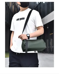 Sac bandoulière cylindrique vert élégant pour hommes, sac de rue décontracté extérieur