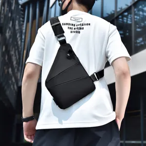 Men tactical chest bag minimalist triangular crossbody backpack water repellent outdoor single shoulder pack