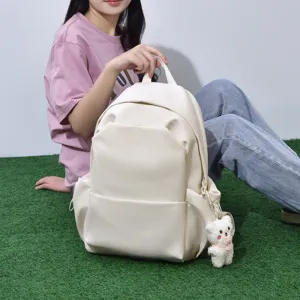 Gran Capacidad Color Sólido Estudiante Mochila Escolar Casual Poliéster Viaje Mochila Para Hombres y Mujeres Uso Diario