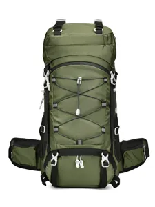 Large capacity outdoor hiking backpack, durable trekking rucksack for travel and camping use.