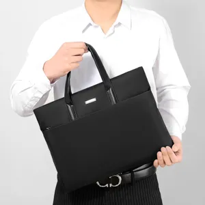 Borsa per laptop da uomo affari grande capacita poliestere impermeabile nera ventiquattrore