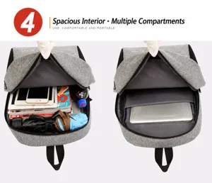 Grey large capacity casual backpack with multi compartments and laptop sleeve for travel daily.