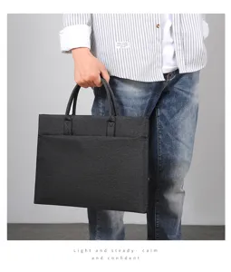 Elegante borsa da lavoro nera da uomo cartella minimalista borsa per laptop ufficio
